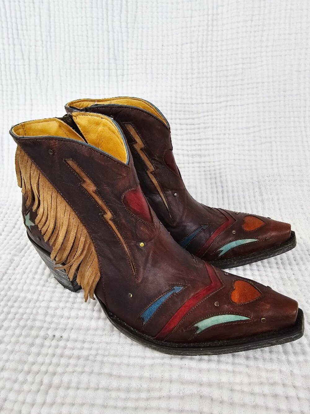 ✨Like New✨Old Gringo Cold Heart Short Boot | Oxblood | Fringe & Inlay | Sz 8 - Picture 2 of 12